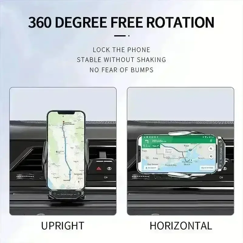 15W Fast Wireless Car Charger & Phone Holder - Image 3