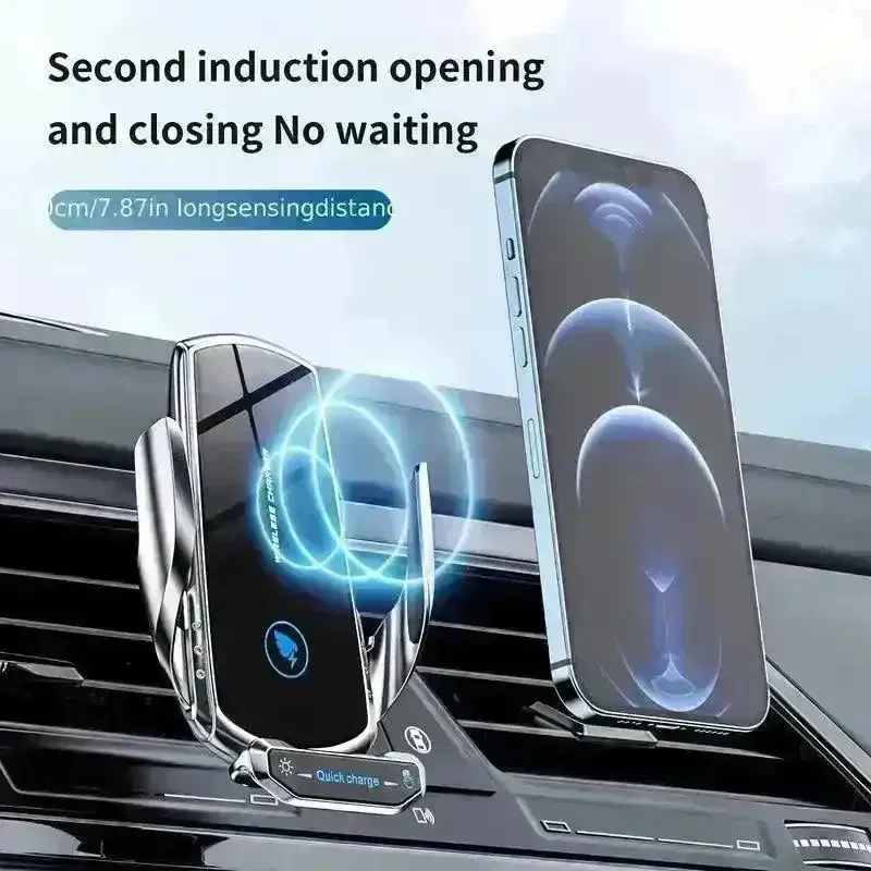 15W Fast Wireless Car Charger & Phone Holder - Image 4