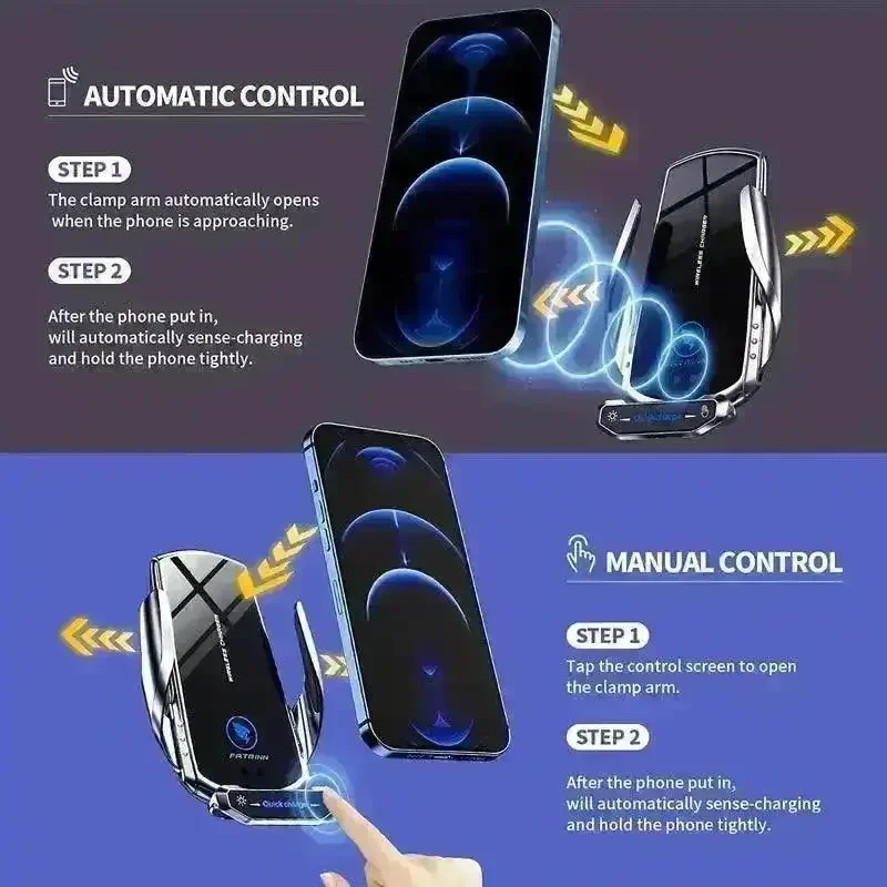 15W Fast Wireless Car Charger & Phone Holder - Image 5