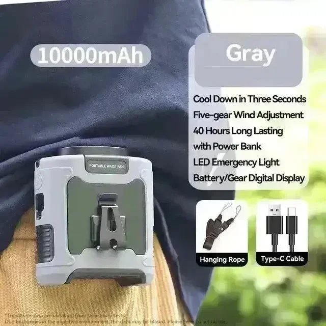 3 in 1 Waist Fan with Power Bank and Torch - Image 7