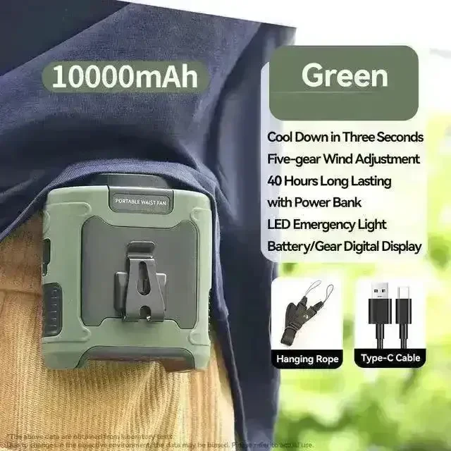 3 in 1 Waist Fan with Power Bank and Torch - Image 9