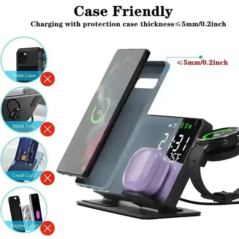 3 in 1 Wireless Charger Stand with Alarm Clock - Image 8