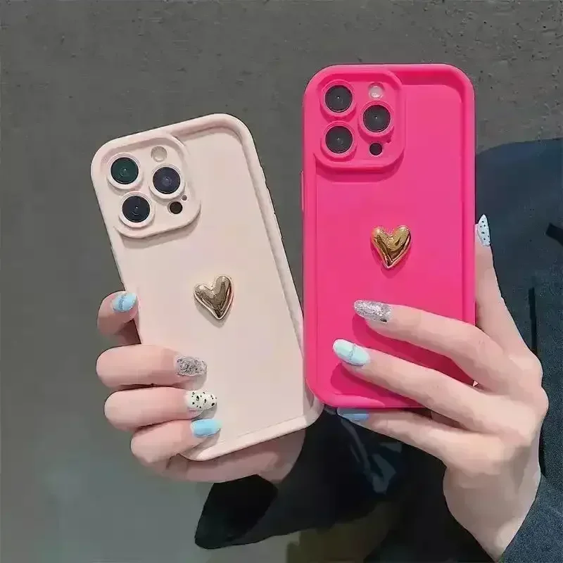 3D Gold Heart Silicone Soft Case (For iPhones) - Image 3