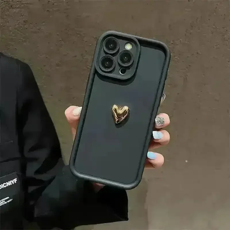 3D Gold Heart Silicone Soft Case (For iPhones) - Image 6