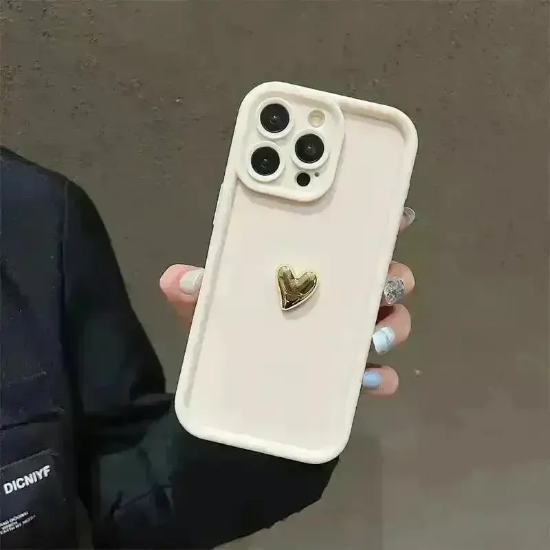 3D Gold Heart Silicone Soft Case (For iPhones) - Image 7