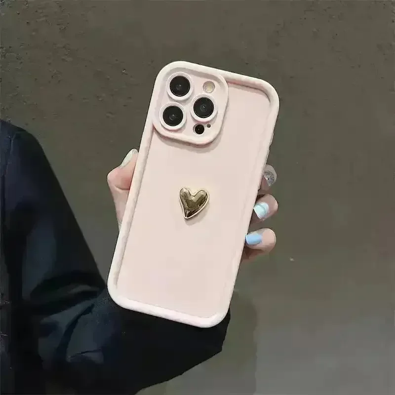 3D Gold Heart Silicone Soft Case (For iPhones) - Image 9