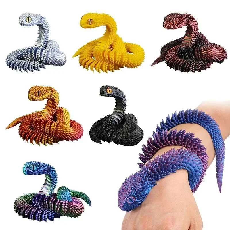 3D Printed Snake Figurine Movable Joint Model