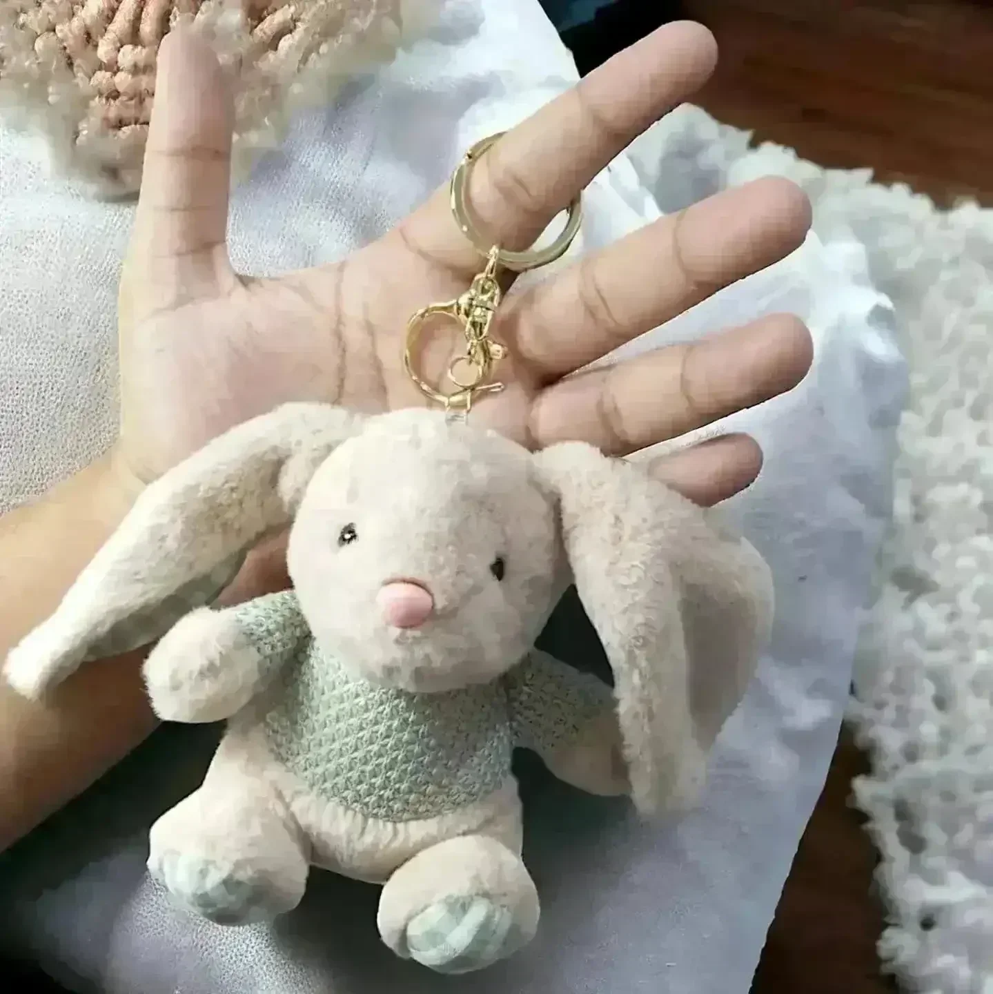 Adorable Bunny Plush Keychain - Image 3