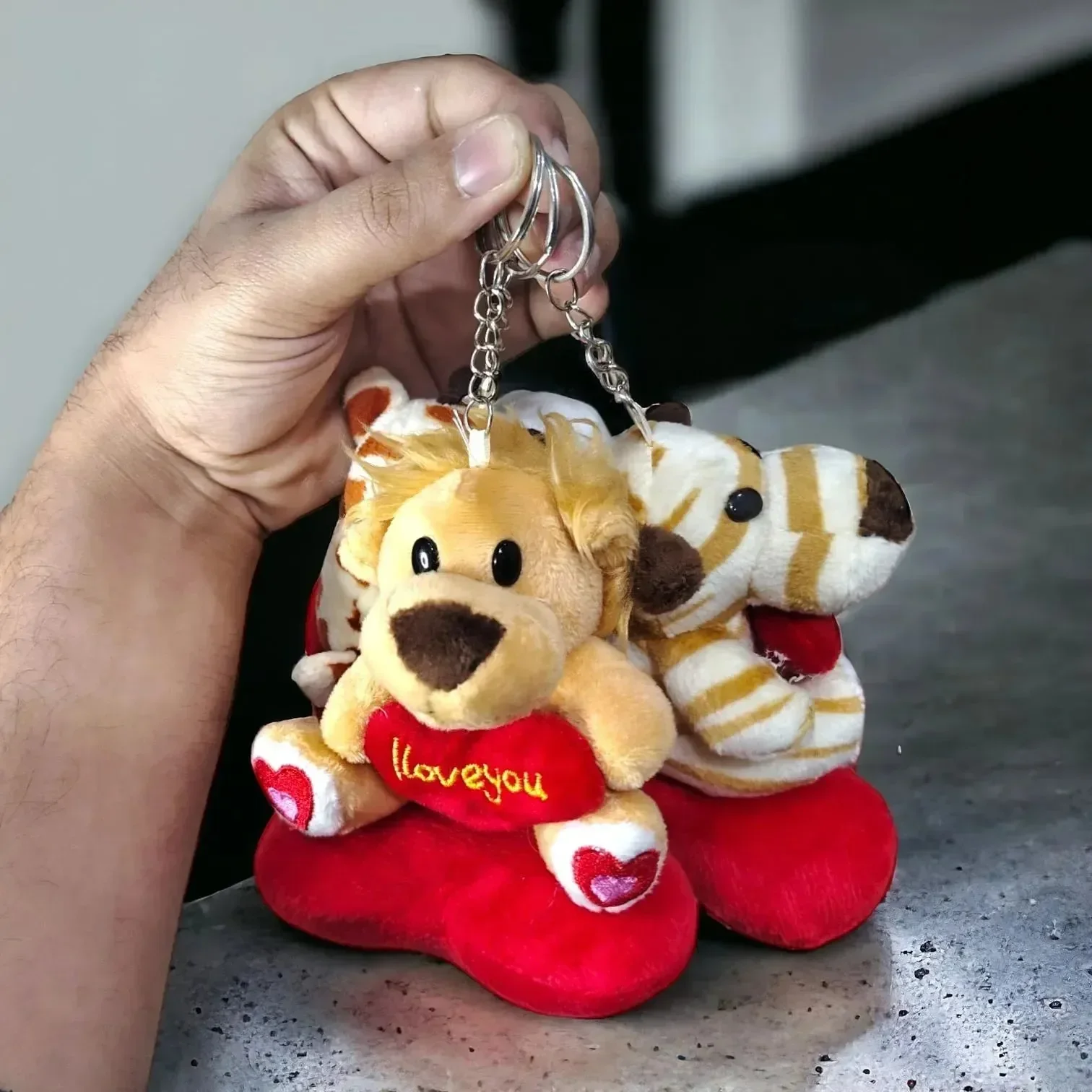 Animal Love Heart Plush Keychain - Image 3