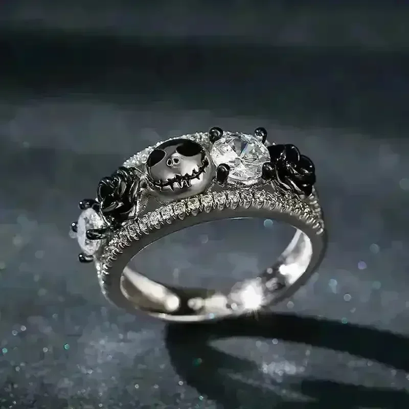 Black Rose Skull Jack Ring - Image 2