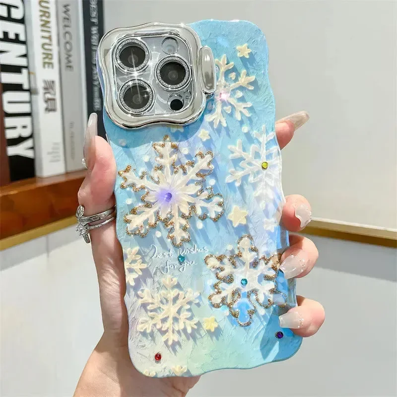 Blue Diamond Snowflakes Case (For iPhones)