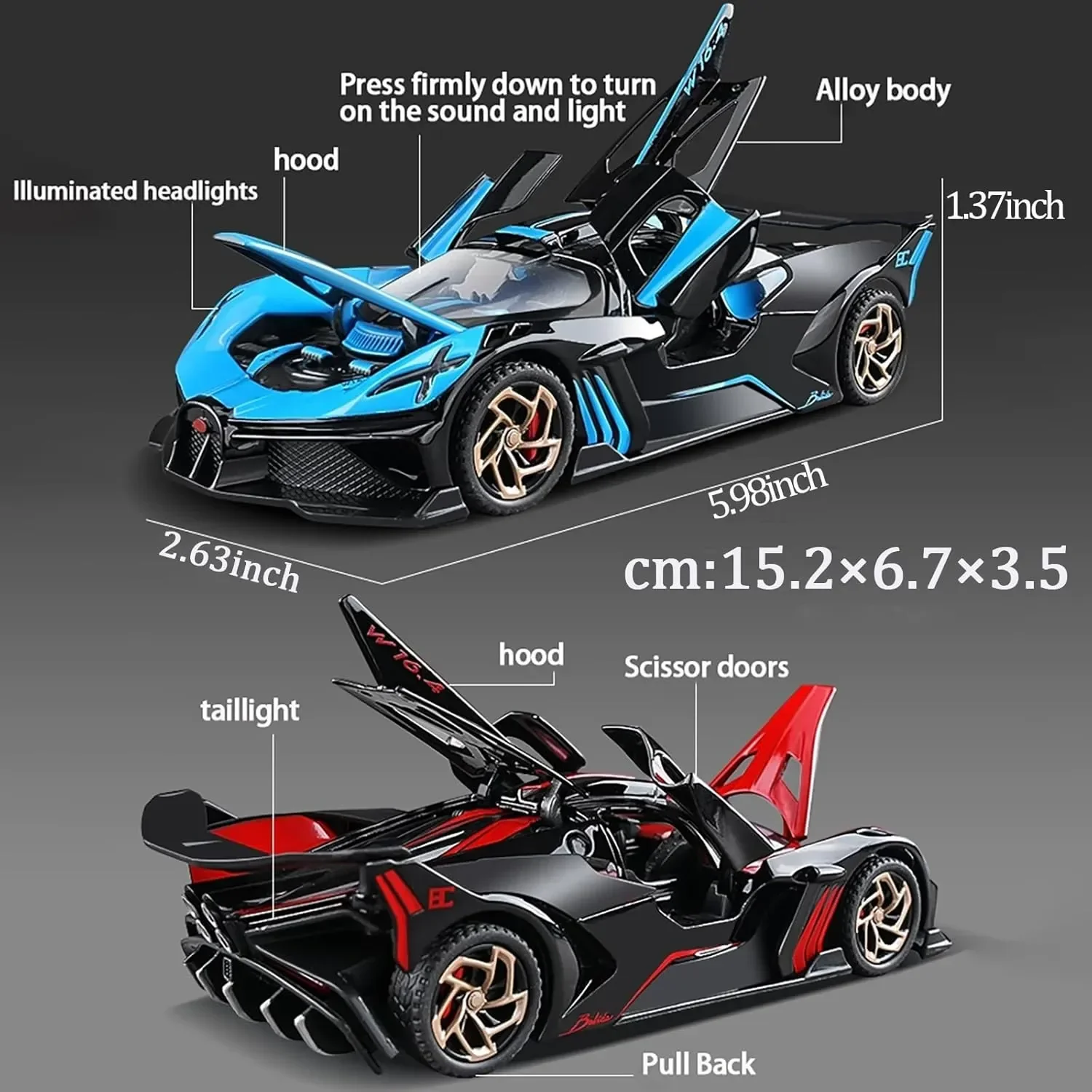 Bugatti Fire Meteor 1:32 Scale Die-Cast Supercar - Image 7