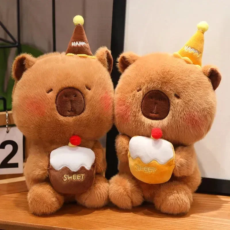 Capybara & Bear Birthday Cake Plushies (22 cm)