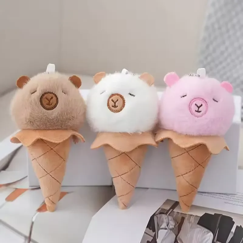 Capybara Ice Cream Cone Plush Keychain - Image 2