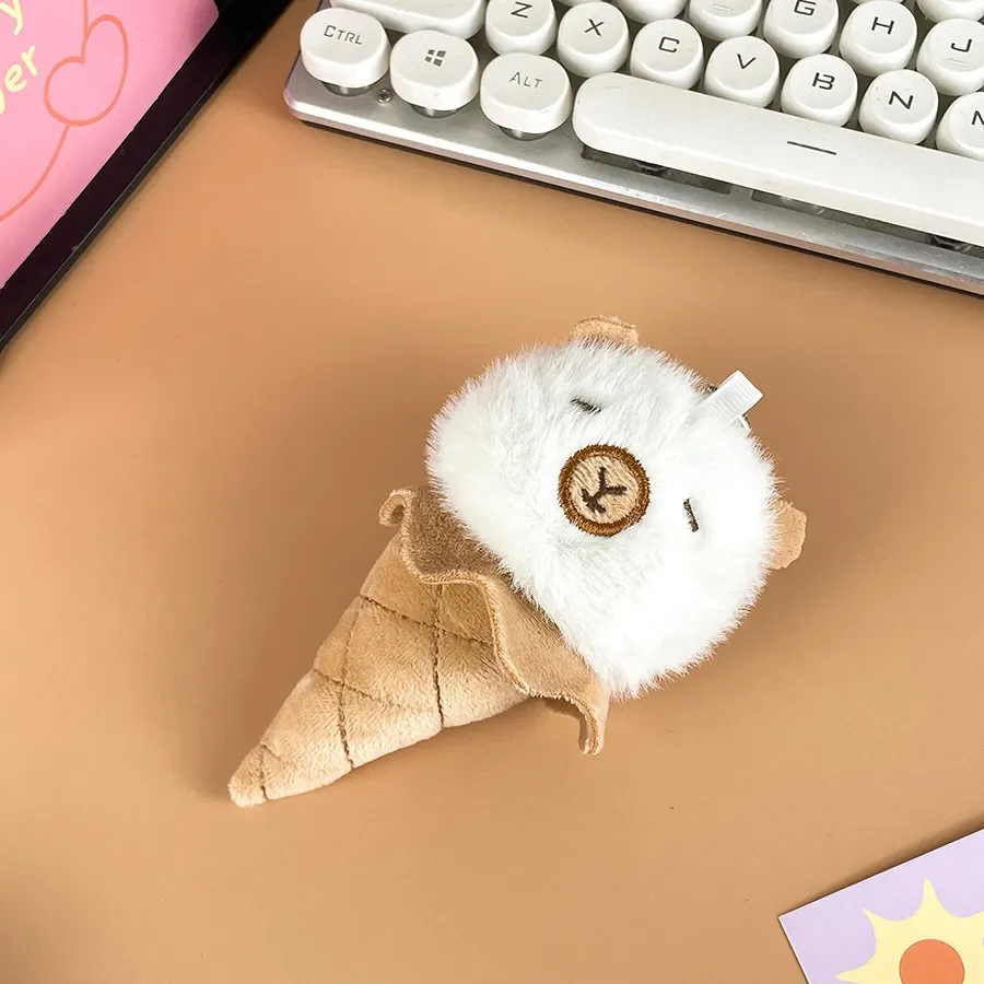 Capybara Ice Cream Cone Plush Keychain - Image 3