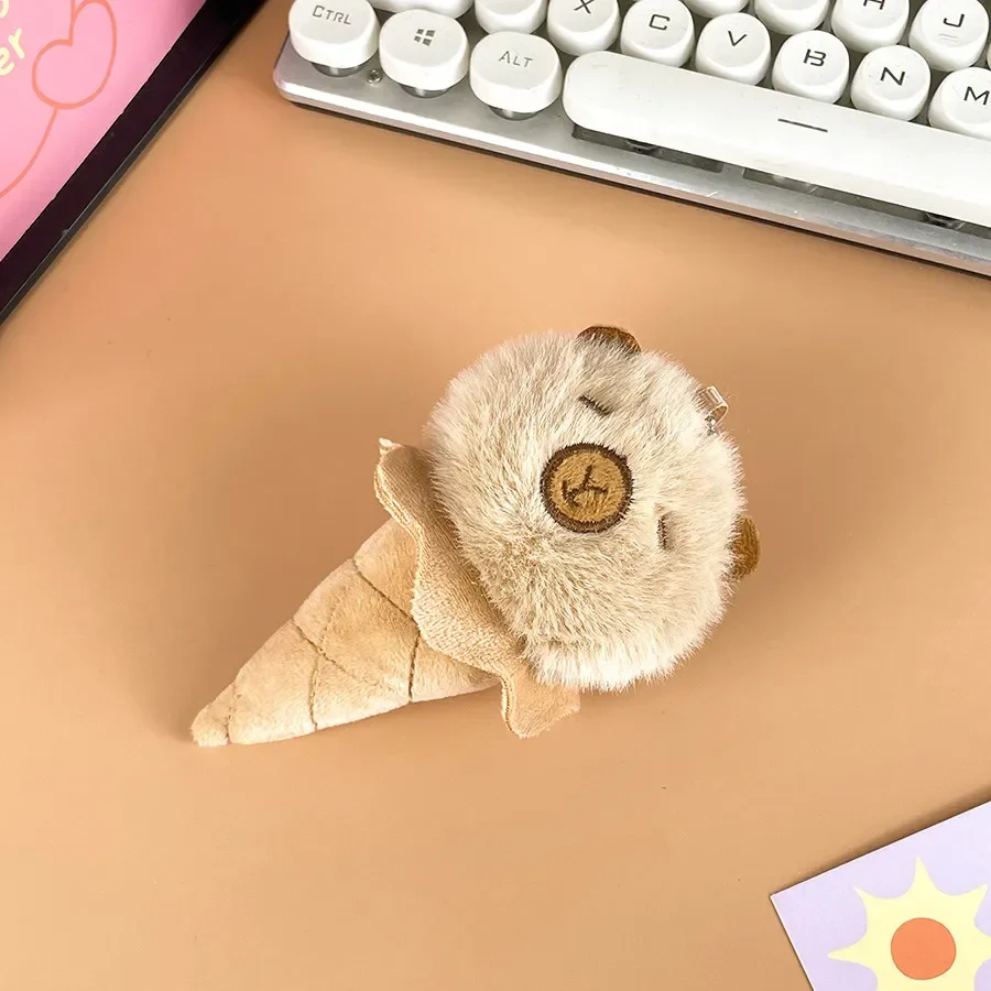 Capybara Ice Cream Cone Plush Keychain - Image 5