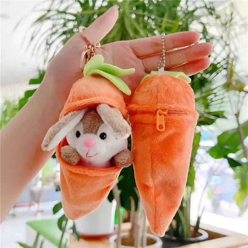 Carrot Rabbit Plush Keychain