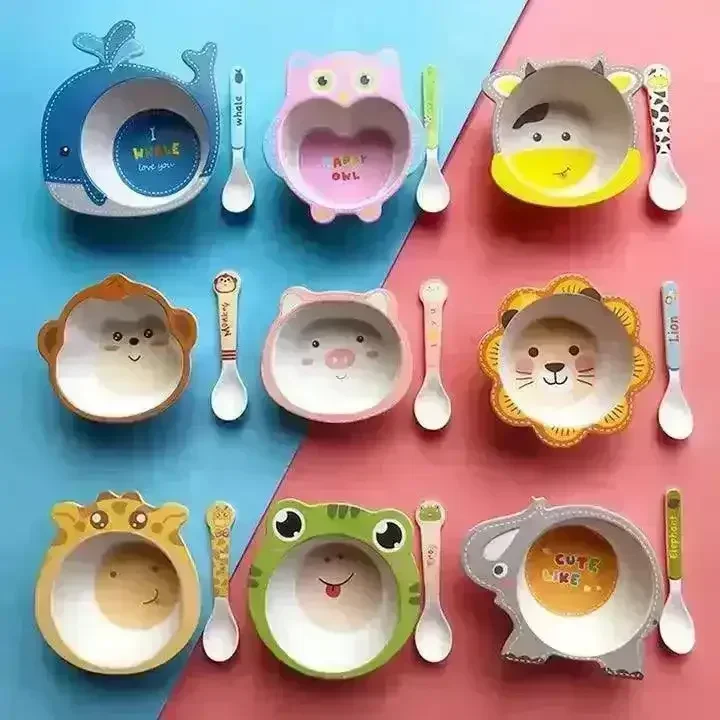 Cartoon Bamboo Fiber Food Dinnerware (Set of 2)