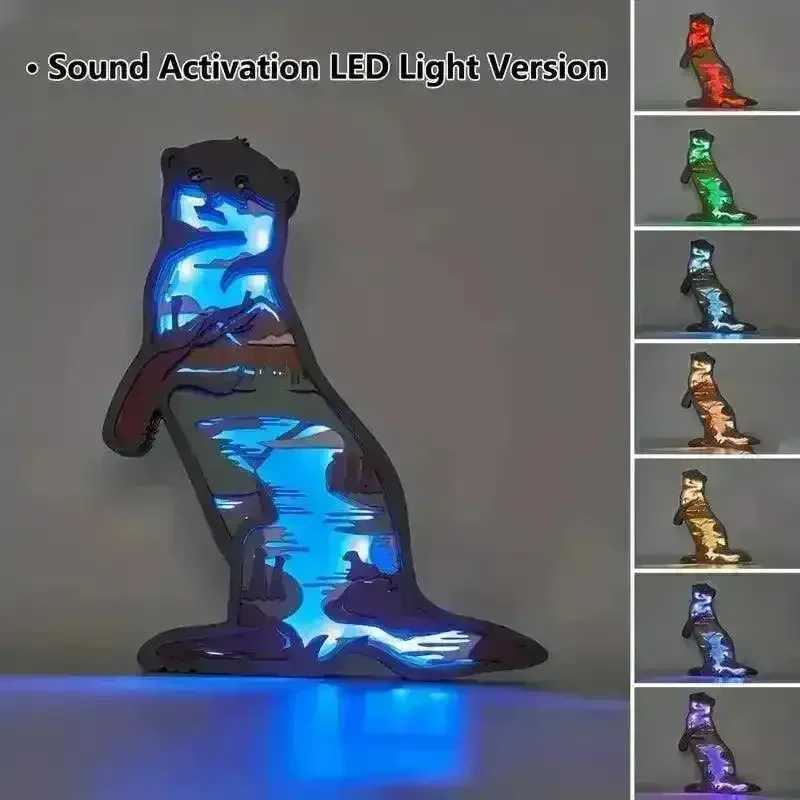 Charming Otter Wooden Night Light - Image 10