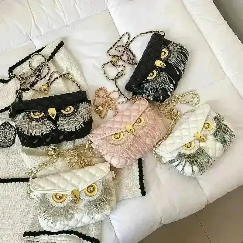 Chic Owl-Shaped Quilted Crossbody Bag - Image 2