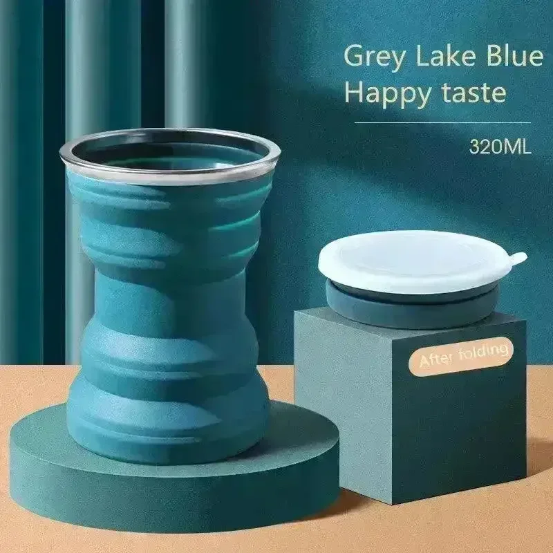 Collapsible Silicone Water Cup with Lid (320 ml) - Image 4