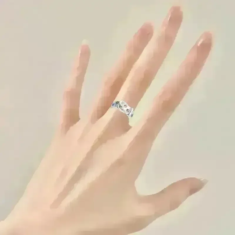 Colorful Paw Print Alloy Ring - Image 2