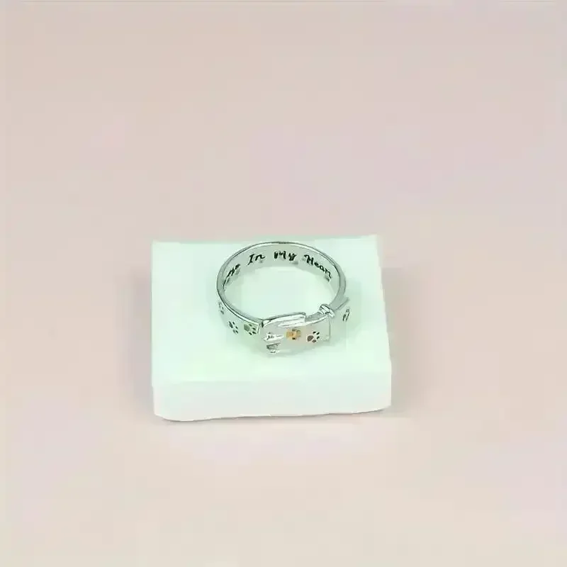 Colorful Paw Print Alloy Ring - Image 5