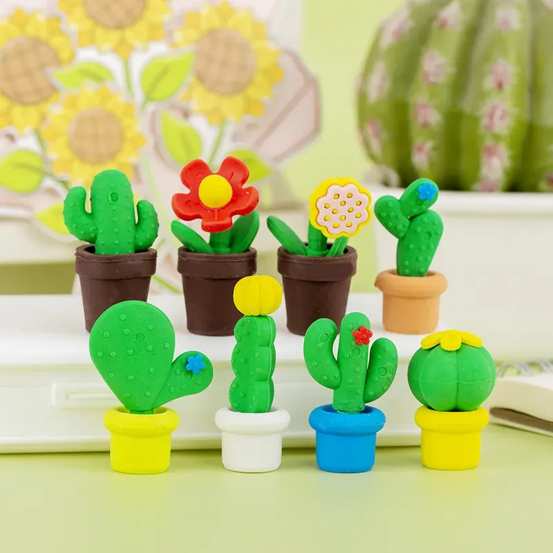 Creative Potted Cactus Eraser (Set of 4) - Image 2