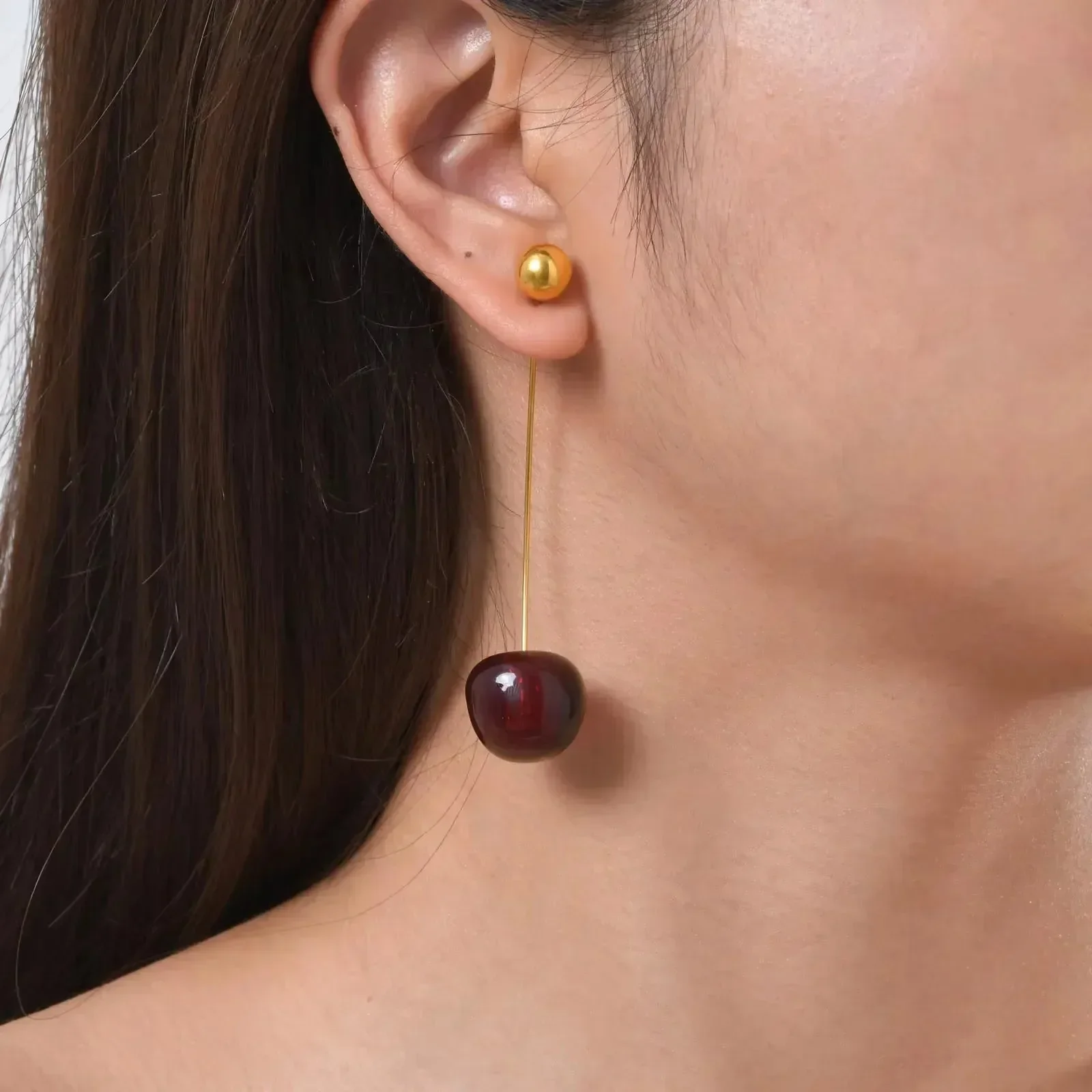 Crimson Charm Cherry Earrings - Image 7