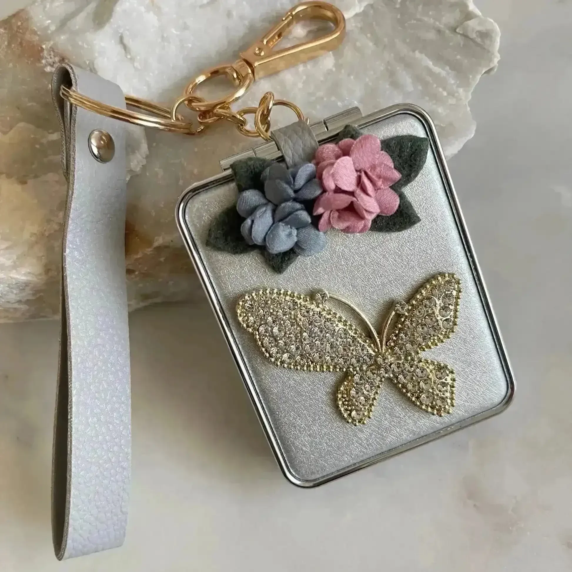 Crystal Butterfly Mirror Keychain - Image 4