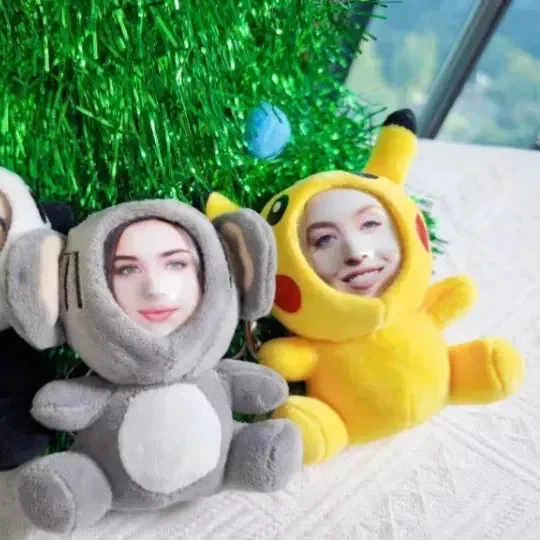 Custom 3D Plush Face Doll Keychain with Voice Recording - Image 3