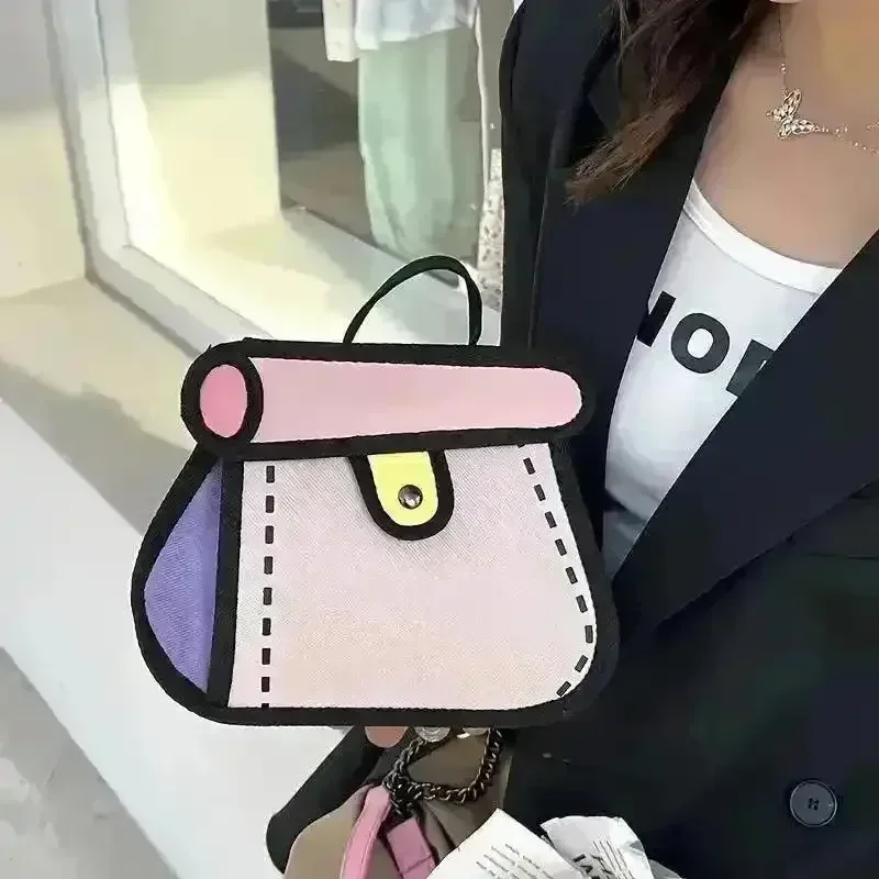 Cute 2D Cartoon Graphic Messenger Bag - Image 8