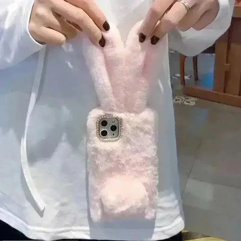Cute 3D Fur Bunny Style Phone Case (For iPhones) - Image 3