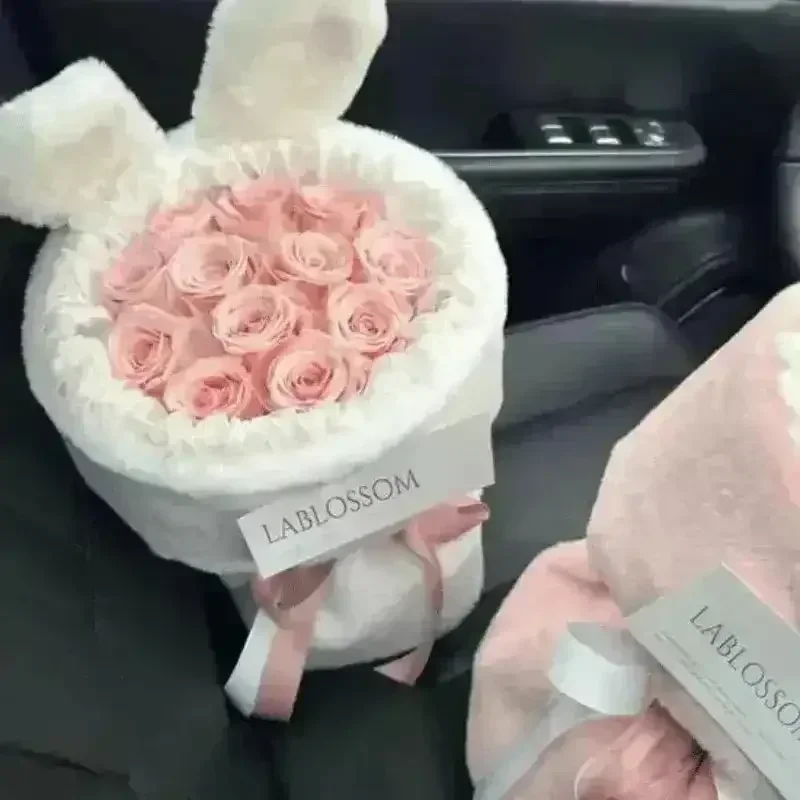 Cute Bunny Ears Plush Bouquet - Image 3