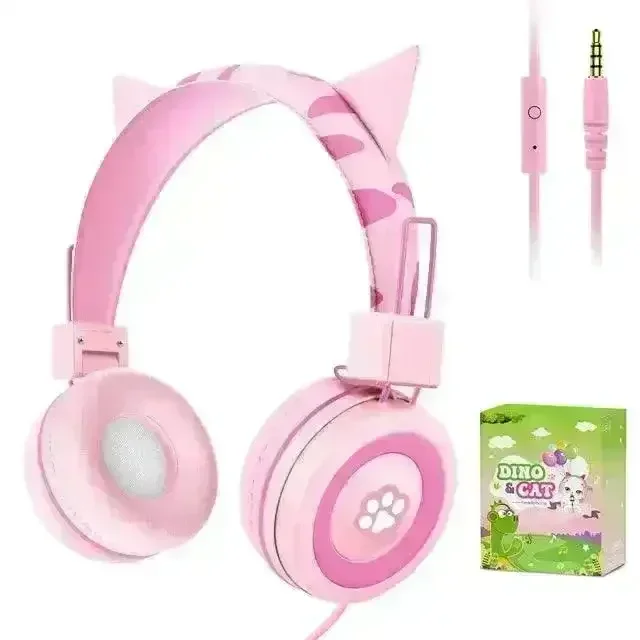 Cute Dino and Cat Wired Headphones For Kids - Image 8