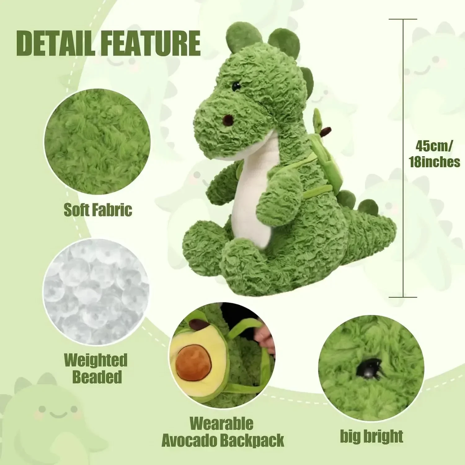 Cute Green Dragon Plush (35 cm) - Image 4