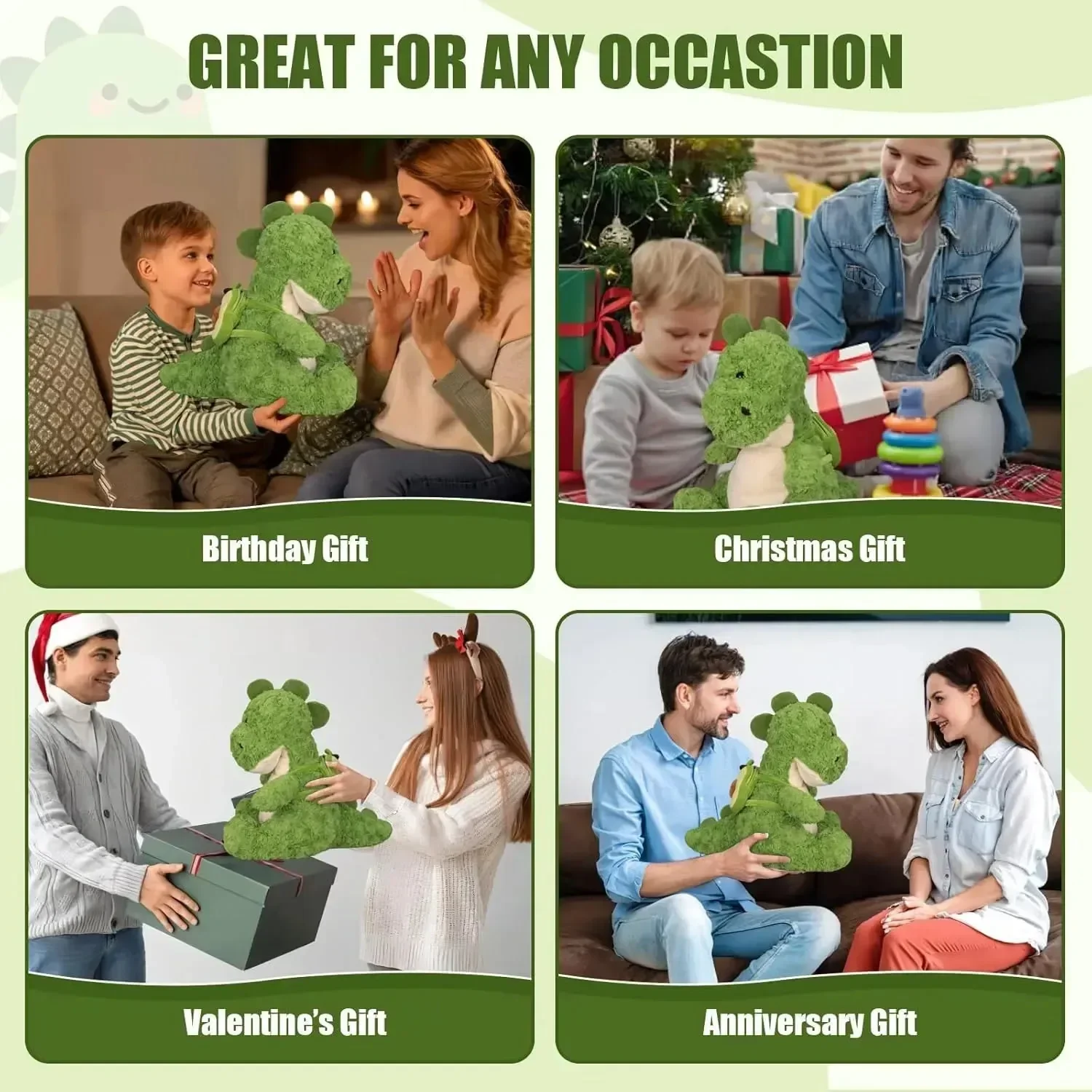 Cute Green Dragon Plush (35 cm) - Image 5