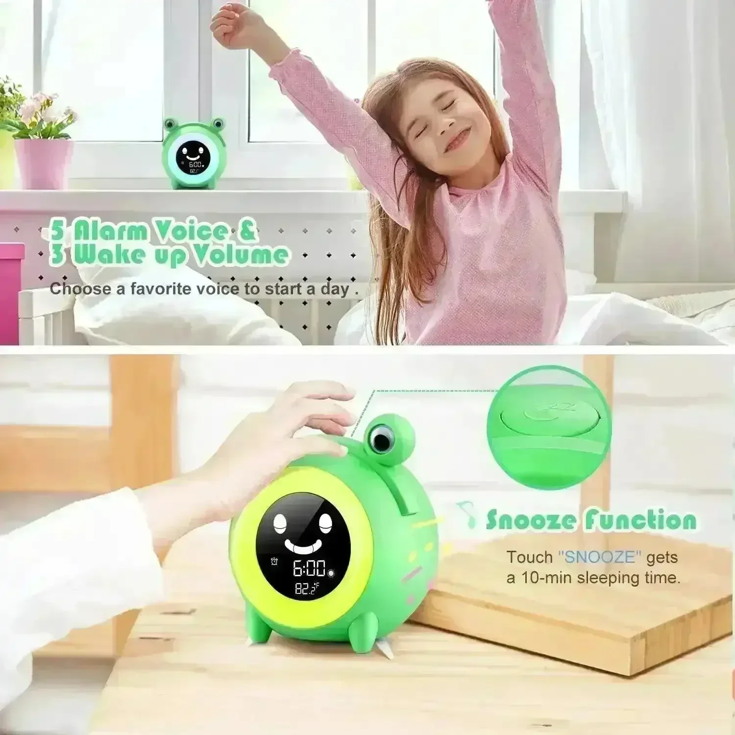 Cute Kids Animal Style Night Light Alarm Clock - Image 2