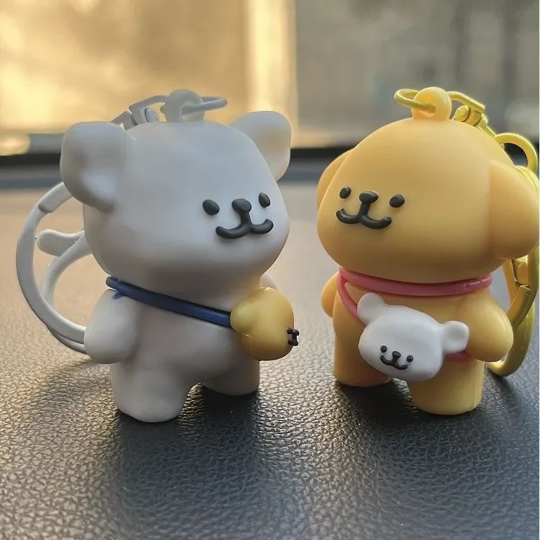 Cute Line Puppies Couple Keychain - Image 3