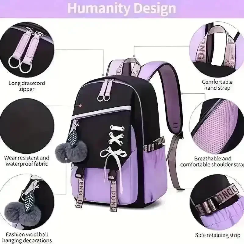 Cute Nylon Shoelace Teen Backpack - Image 7