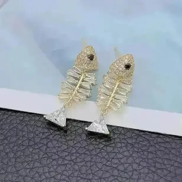 Delicate Fish Bone Dangle Earrings