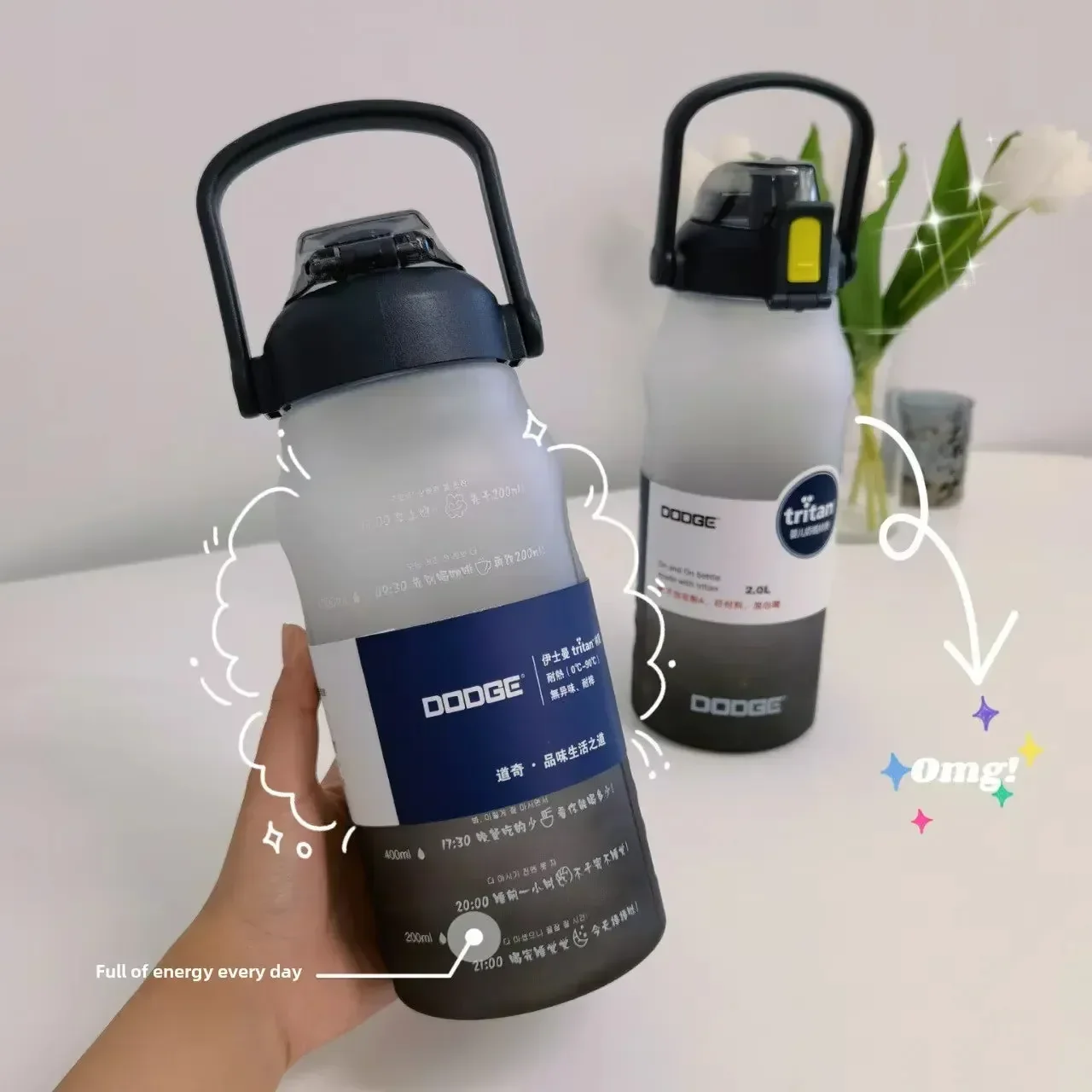 Dodge Tritan Frosted Water Bottle (2000 ml) - Image 4