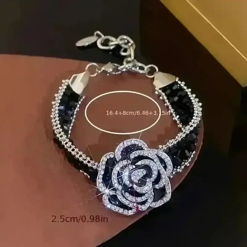 Elegant Rose Rhinestone Bracelet - Image 5