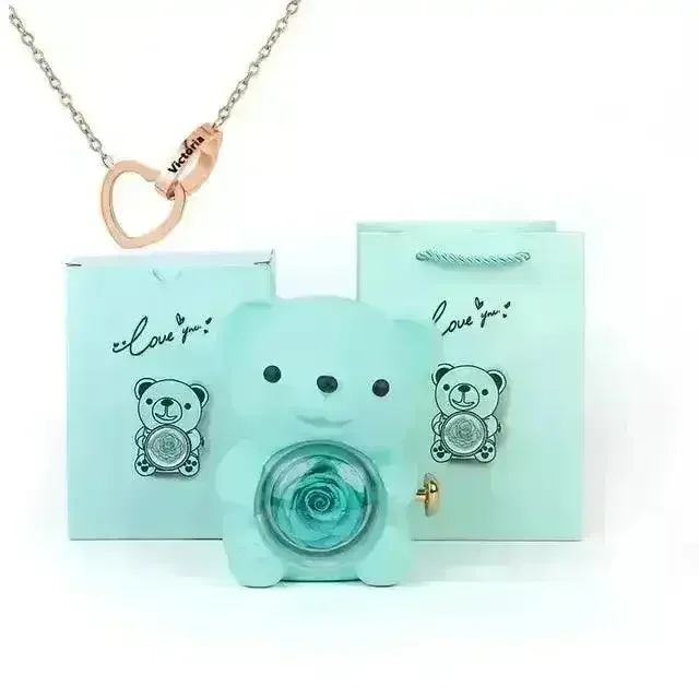 Eternal Rose Teddy Gift Box with Lovely Heart Pendant - Image 11