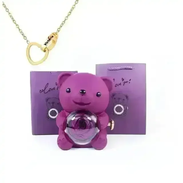 Eternal Rose Teddy Gift Box with Lovely Heart Pendant - Image 12