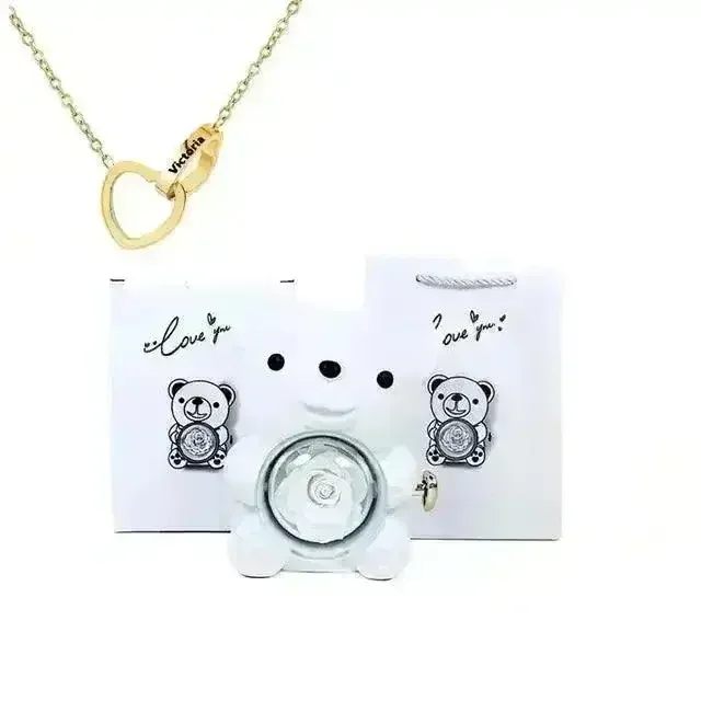 Eternal Rose Teddy Gift Box with Lovely Heart Pendant - Image 13