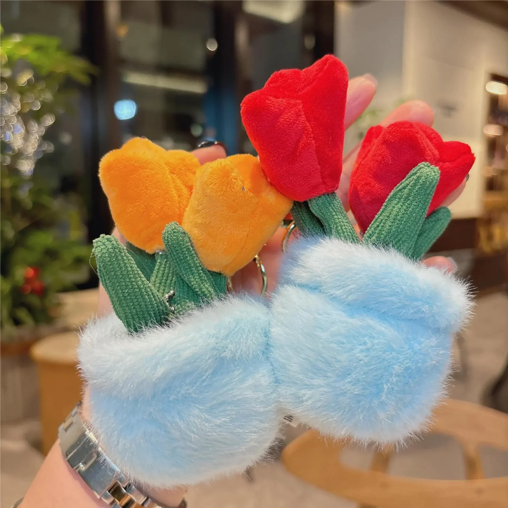 Evergreen Potted Tulip Plush Keychain - Image 3