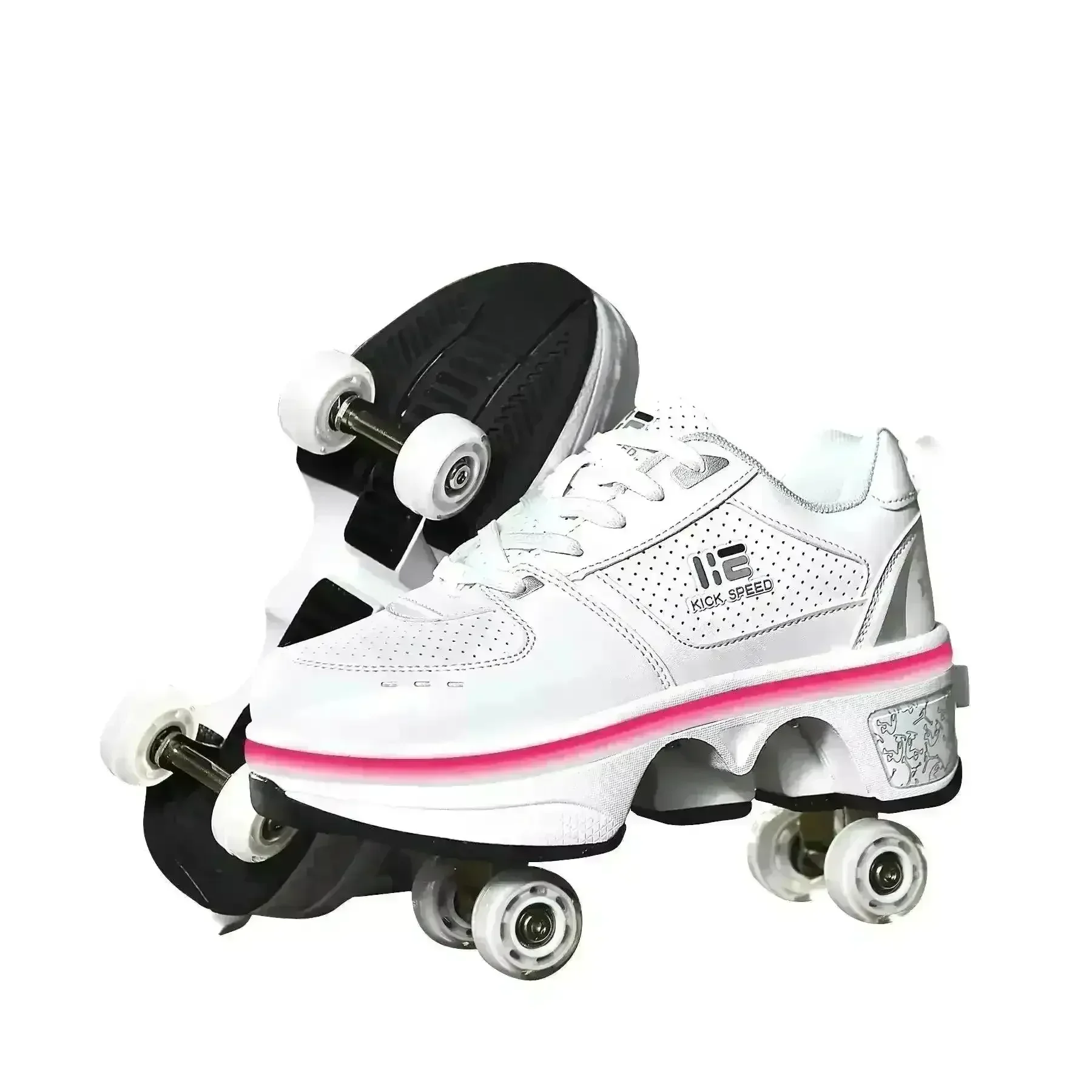 Flash LED Kick Speed Four-Wheel 2 in 1 Deformation Roller Skate Shoes - Image 10