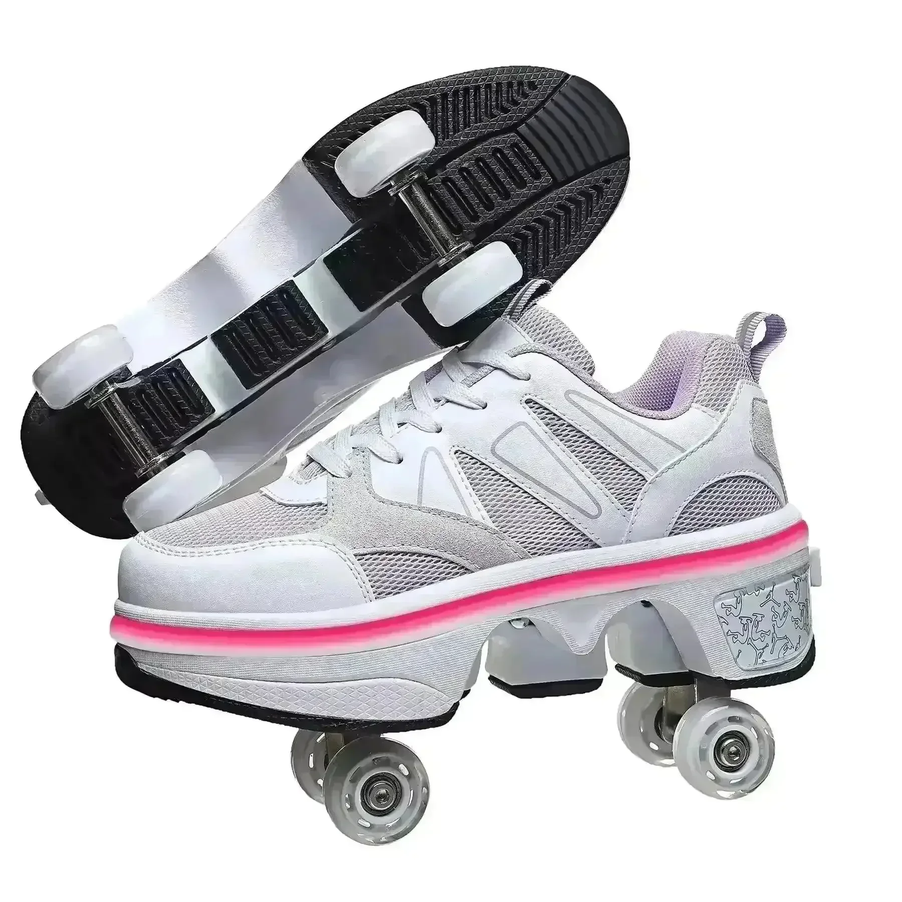 Flash LED Kick Speed Four-Wheel 2 in 1 Deformation Roller Skate Shoes - Image 11