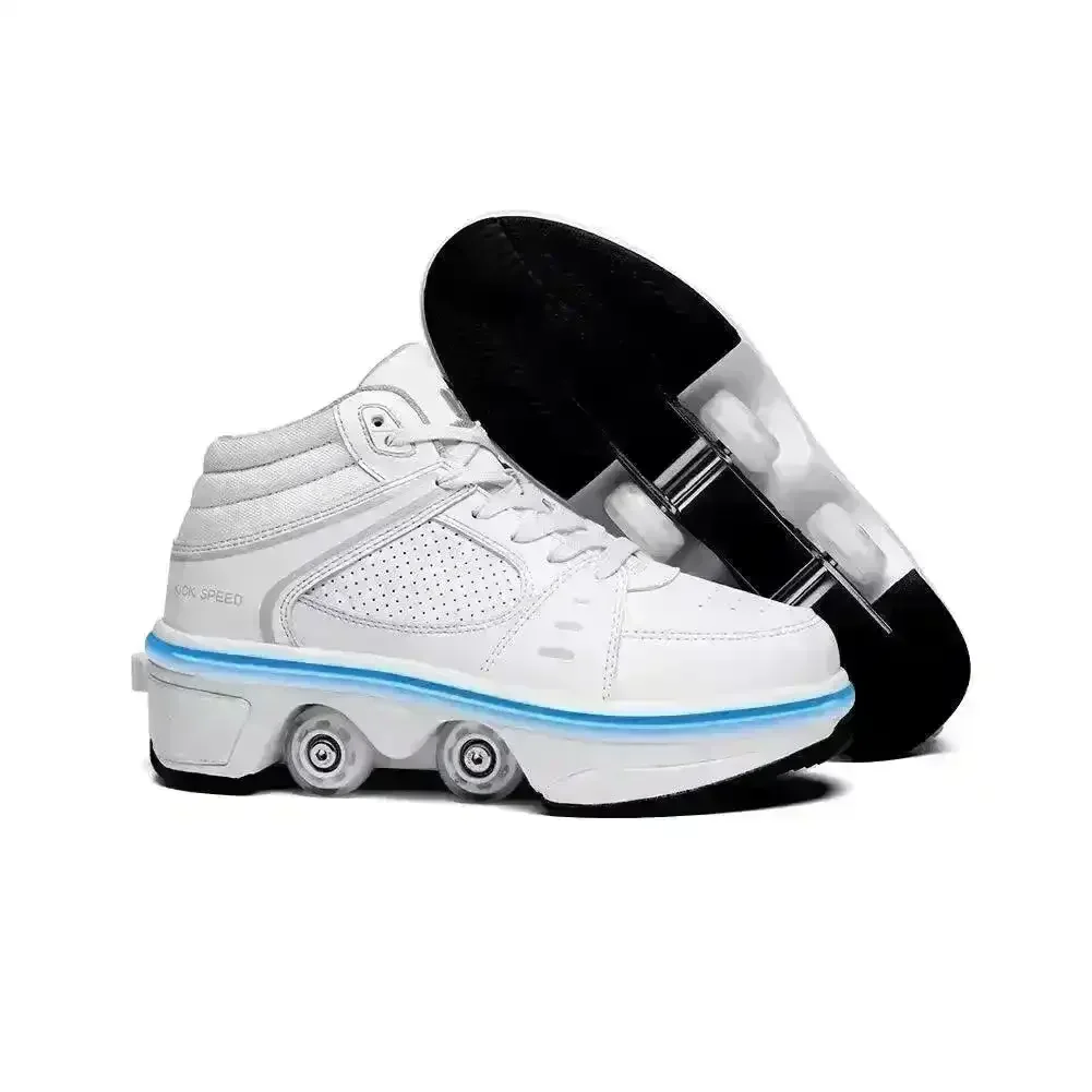 Flash LED Kick Speed Four-Wheel 2 in 1 Deformation Roller Skate Shoes - Image 12